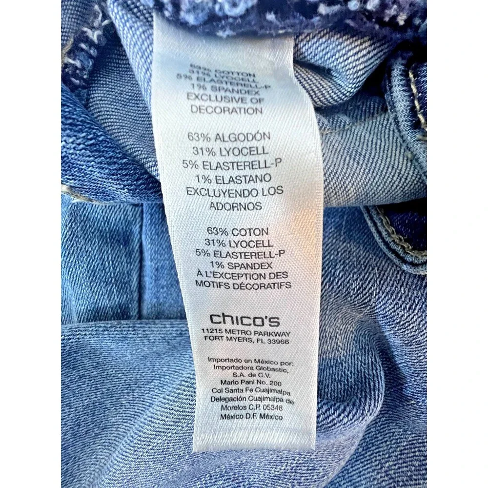 Chico's Platinum Distressed Skimmer Ankle Jeans Medium Wash Size 3.5 - Picture 7 of 8